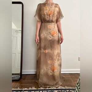 Vintage Gold Floral Dress